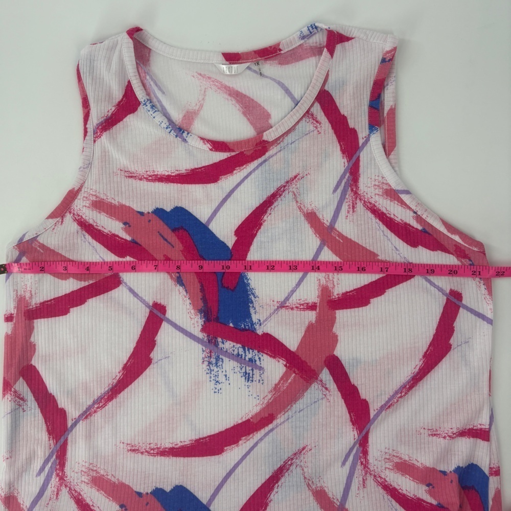 Kaktus Pink and Blue Abstract Midi dress - 1X - Picture 5 of 6